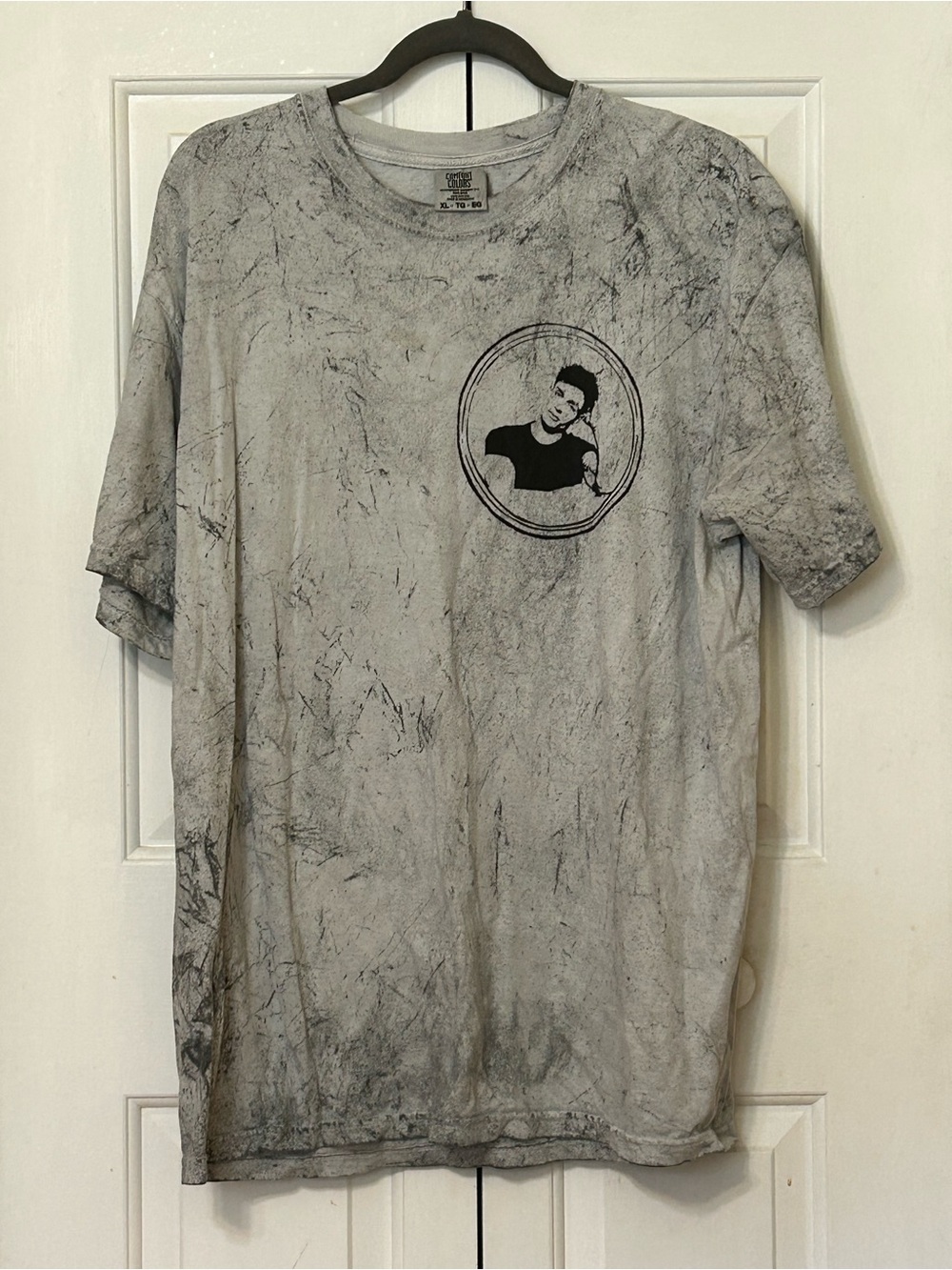 Comfort Colors Gray Marble Wash Short-Sleeve Tee with Chest Graphic